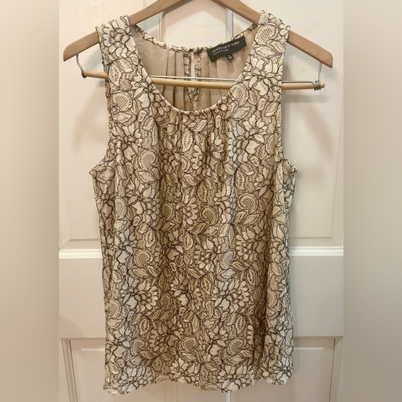 Jones New York Tops - Jones New York Tank Top - Lace, Cream and Brown